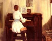 威廉梅里特查斯 - Mrs Meigs At The Piano Organ